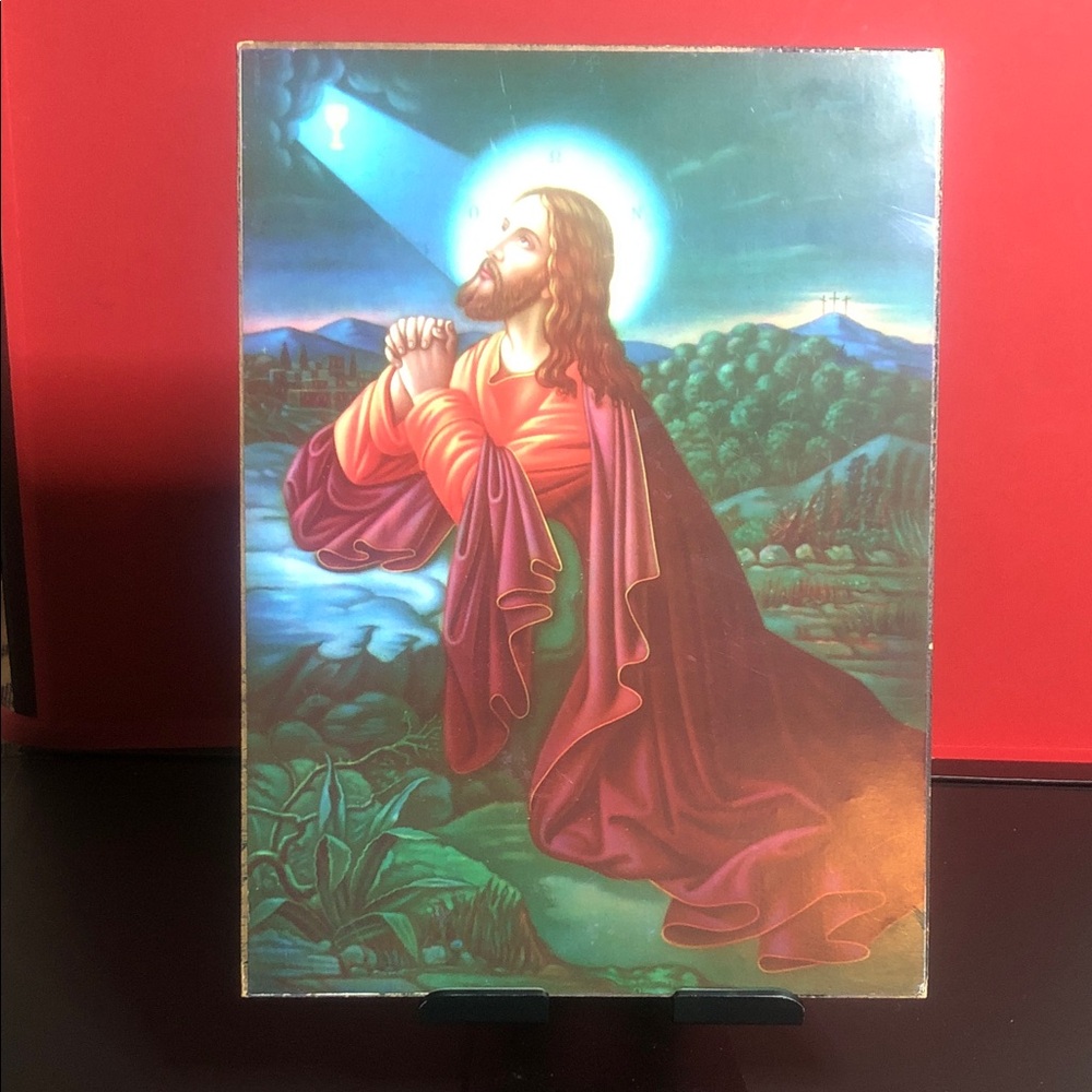 Sacred Serenity Art Print with Red and Green Tones